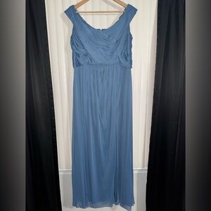 David’s Bridal Steel Blue Bridesmaid Dress